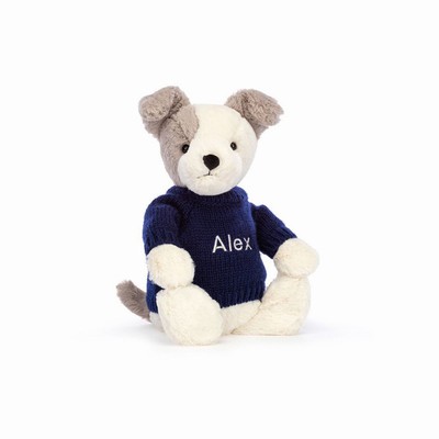 Jellycat Bashful Terrier with Navy Jumper | AJVC-93108